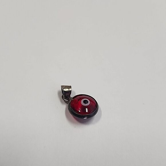 Sterling silver Red Evil Eye Pendant Charm - Picture 3 of 3